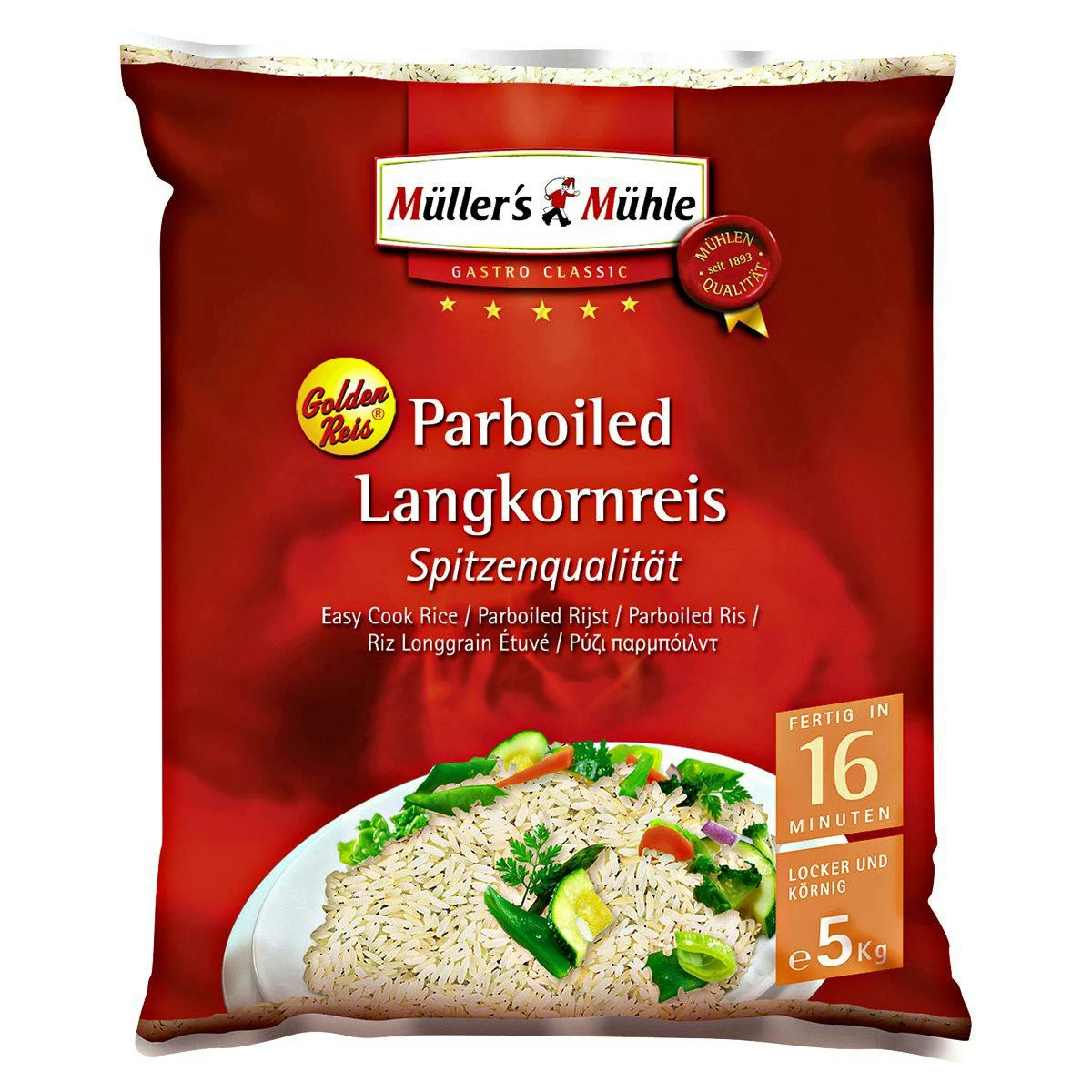 Müller´s Mühle Golden Parboiled Langkornreis (5 Kg)
